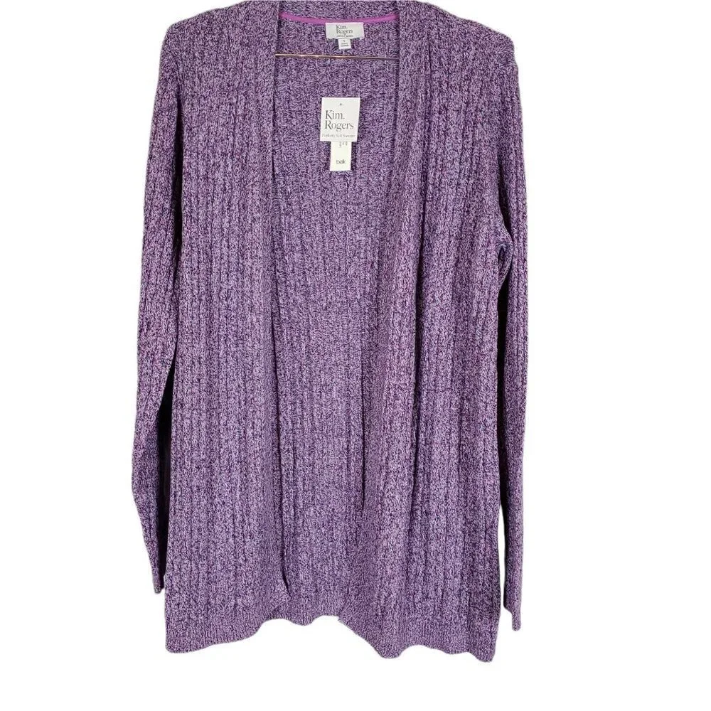 🏆383 Kim Rogers New Long Sleeve Purple Cardigan Sweater